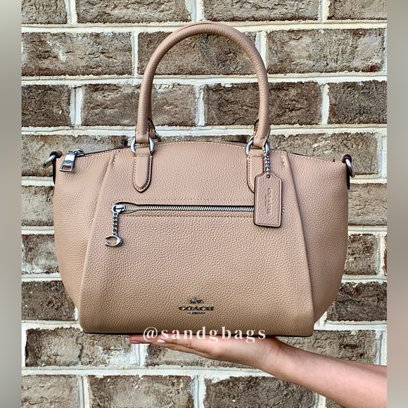 NEW🔥Coach Leather Satchel Crossbody Taupe - Picture 5 of 7